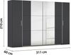 rauch Kleiderschrank, Dreh- und Schwebetürenschrank KRONACH, 4-türig, 2 Spiegeltüren teilaufgelegt, Grau metallic, 311 x 210 x 59 cm Bild 4