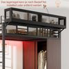 Metall-Hochbett 90 × 200 cm Mit Kleiderschrank, Sicherheitsleiter, LED-Beleuchtung und Schutzgittern Aus Netzgewebe Mit Abnehmbaren Regalen, Schwarz Bild 4