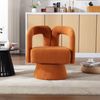 LVHOM Polsterstuhl 360° drehbar, Drehsessel Bouclé-Stoff, Loungesessel mit Armlehnen, Armlehnenstuhl Relaxsessel, Orange Bild 2