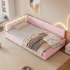 Daybett, Tagesbett, Schlafsofa, 90*200cm, LED-Umgebungslicht, Bett mit Lattenrost (ohne Matratze), Vliesimitat, Rosa Bild 5