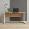 Dmora Schreibtisch Ascorbato, Mehrzweckschreibtisch, Bürotisch für PC, Eckschreibtisch, 150x80 h75 cm, Eiche und Weiß Bild 2