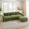 Modulsofa aus Chenille, 3-Sitzer mit Ottomane, 281x171x76 cm, grün Bild 3