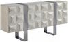 KAWOLA Sideboard MARGO 4 Türen Ulme furniert grau Fuß Edelstahl gebürstet 85 x 40 x 180 cm Bild 3