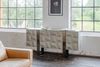 KAWOLA Sideboard MARGO 4 Türen Ulme furniert grau Fuß Edelstahl gebürstet 85 x 40 x 180 cm Bild 2