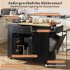 Kücheninsel mit Rollen, Ausziehbarer Essbereich Kücheninsel mit Multifunktionsschubladen und Abfallbehälterfach, Mobile Kücheninsel Ideal für Küche und Esszimmer (Schwarz) Bild 5