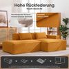 LVHOM Ecksofa 2 Sitzer, Modulares Sofa 235 cm breit, L-Form Sofa mit 2 Kissen, Schlafsofa aus Cordstoff, kein Aufbau erforderlich, Gelb Bild 4