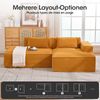 LVHOM Ecksofa 2 Sitzer, Modulares Sofa 235 cm breit, L-Form Sofa mit 2 Kissen, Schlafsofa aus Cordstoff, kein Aufbau erforderlich, Gelb Bild 3