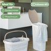 2er Set Wäschekorb mit Deckel Wäschesammler Plastik Wäschetonne Wäschetruhe weiß Wäschebox mit Deckel 31 x 40 x 60 cm 43 L Rattan Optik Bild 3