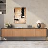 TV-Schrank 179x35x53,5 cm strukturiert Schwarz Gold Metallbeine 4 Türen grifflos Bild 5