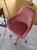 Schreibtischstuhl Samt Rosa, Design Drehstuhl mit Lehne, Arbeitsstuhl 120 kg Höhenverstellbar, Schalenstuhl mit Rollen, Stuhl Drehbar Bild 5