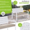 KESSER® Gartenbank mit Kissen – Sitzbank Wetterfest 2-Sitzer Parkbank in Holzoptik Balkonbank für Garten Terrasse Balkon bis 300 kg belastbar UV-beständig inkl. abnehmbarem & waschbarem Polsterbezug Weiß / Weiß Bild 4