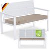 KESSER® Gartenbank mit Kissen – Sitzbank Wetterfest 2-Sitzer Parkbank in Holzoptik Balkonbank für Garten Terrasse Balkon bis 300 kg belastbar UV-beständig inkl. abnehmbarem & waschbarem Polsterbezug Weiß / Weiß Bild 1