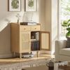 SONGMICS HOME BOHOVEN Kollektion - Sideboard, Küchenschrank mit Türen in Rattan-Optik, Aufbewahrungsschrank mit Schubladen, verstellbare Ablage, Boho-Stil, für Esszimmer, eichenbeige Bild 3