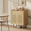 SONGMICS HOME BOHOVEN Kollektion - Sideboard, Küchenschrank mit Türen in Rattan-Optik, Aufbewahrungsschrank mit Schubladen, verstellbare Ablage, Boho-Stil, für Esszimmer, eichenbeige Bild 2