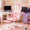 oyajia Gaming-Stuhl Bürostuhl Ergonomisch mit Kopfstütze und Katzenohren, PU-Leder (Gamer Stuhl, Racing Computerstuhl PC Stuhl mit Fußstütze Kopfstütze, 1 St), 115-125cm verstellbare Sitzhöhe, mit Lendenwirbelstütze Bild 4