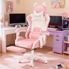 oyajia Gaming-Stuhl Bürostuhl Ergonomisch mit Kopfstütze und Katzenohren, PU-Leder (Gamer Stuhl, Racing Computerstuhl PC Stuhl mit Fußstütze Kopfstütze, 1 St), 115-125cm verstellbare Sitzhöhe, mit Lendenwirbelstütze Bild 5