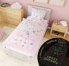 Carpe Sonno Kinderbettwäsche 135x200 - Leuchtende Bettwäsche für Mädchen rosa – Herz & Blumen, Renforcé, 2 teilig, Bettbezug für Kinder 100% Baumwolle, Bettzeug GLOW IN THE DARK Bild 2