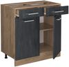Küchenunterschrank R-Line Schwarz Beton 80 cm AP Marmor Vicco Bild 4