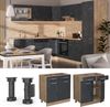 Küchenunterschrank R-Line Schwarz Beton 80 cm AP Marmor Vicco Bild 2