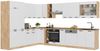 Eckküche Fame-Line Weiß Landhaus/Goldkraft Eiche 347 x 257 cm ohne Arbeitsplatte Vicco Bild 4