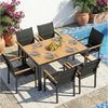 TLGREEN Stapelstuhl Gartenstuhl 4er Set, Aluminium, mit Gesteppte Rückenlehne & Sitzfläche (4 St), WPC Handlauf, für Terrasse, Balkon, Terrasse, Pool, Restaurants Bild 2