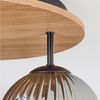 hofstein Deckenleuchte Deckenlampe aus Metall/Holz/Riffelglas in Schwarz/Natur/Rauchfarben, Deckenleuchte im Retro/Vintage-Design (Schirme Ø 15 cm), 3 x E27 Bild 2