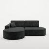 Ecksofa Schlafsofa Sofa VENEDIG Stoff Arena Schwarz Ottomane Links Bild 2