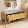 Merax Schuhbank, Aufbewahrungsbank, Sitzschrank, Seitenteile mit Rattan-Geflecht, 2 Schubladen, Farbe: Natur, Maße: 113 × 45,5 × 40 cm Bild 2
