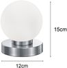 Reality Leuchten 'Prinz II' Tischleuchte mit Touchfunktion, Glasschirm / Sockel, 15 x Ø 12 cm, Weiß / Nickel Matt Bild 4