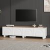 TV-Lowboard 180 x 40 x 45 cm mit 4 Türen – Weiß und Holzoptik, MDF, für 80-Zoll-Fernseher Bild 2