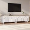 TV-Lowboard 180 x 40 x 45 cm mit 4 Türen – Weiß und Holzoptik, MDF, für 80-Zoll-Fernseher Bild 3