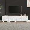 TV-Lowboard 180 x 40 x 45 cm mit 4 Türen – Weiß und Holzoptik, MDF, für 80-Zoll-Fernseher Bild 5