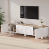 TV-Lowboard 180 x 40 x 45 cm mit 4 Türen – Weiß und Holzoptik, MDF, für 80-Zoll-Fernseher Bild 4