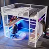 Hochbett mit LED-Streifen, Schreibtisch, Lattenrost, Leiter, Schubladen und Rausfallschutz, 140x200cm, Kinderbett, Metallbett, Jugendbett Bild 3