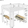Hochbett mit LED-Streifen, Schreibtisch, Lattenrost, Leiter, Schubladen und Rausfallschutz, 140x200cm, Kinderbett, Metallbett, Jugendbett Bild 5