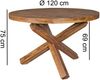 Design Esszimmertisch BOHA rund Ø 120x75 cm Sheesham Massiv-Holz, Landhaus Esstisch 4 Personen, Küchentisch Tisch für Esszimmer braun Bild 4