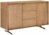 KAWOLA Sideboard GALA 2 Türen 3 Schubladen Kunstleder goldfarben Fuß Edelstahl gebürstet 85 x 40 x 140 cm Bild 3