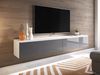 TV-Lowboard Stone 180, mit weißer LED Beleuchtung, Farbe: Weiß / Grau Hochglanz Bild 2