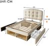 Merax Einzelbett 90x200cm, Jugendbett, Polsterbett, mit Lattenrost, Bettgestell mit gebogenem höhenverstellbarem Kopfteil, Bett mit Schubladen und Stauraum, Samt, Beige Bild 4