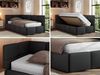Jugendbett 90x200 ARVO Polsterbett mit Bettkasten, Stauraum & Gasdruckfeder, Modernes Design mit Kopfteil - Schwarz Kunstleder - Links Seite Bild 2