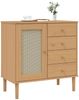 Sideboard, Kommode SENJA Rattan-Optik Braun 80x40x80 cm Kiefernholz j2859p Bild 3