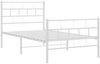 vidaXL Bettgestell mit Kopf- und Fußteil, Metall, Weiß, 100x200 cm Bild 4