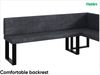 MEBLINI Eckbank für Esszimmer mit ausziehbarem Tisch - Küchenbank - Essecke - Sitzecke Küche - PETER - U-Beine 142x196x87cm Rechts - Dunkelgrau Samt/B Schwarz Hochgl. Bild 5