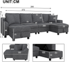 Merax 280cm Chenille U-Form Sofa, 2-Sitzer mit zwei Chaiselongues als Ecksofa, mit zwei Kissen, Chaiselongues mit aufklappbarem Stauraum, multifunktionales modulares Sofa, Grau Bild 4