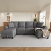 Merax 280cm Chenille U-Form Sofa, 2-Sitzer mit zwei Chaiselongues als Ecksofa, mit zwei Kissen, Chaiselongues mit aufklappbarem Stauraum, multifunktionales modulares Sofa, Grau Bild 3