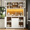 Flieks Küchenbuffet mit LED-Beleuchtung, Mülleimerfächern, Acryltüren und Gläserhalter (120×40×180 cm, 1-St) Hoschschrank Küchenschrank Buffetschrank mit verstellbare Ablagen Bild 3