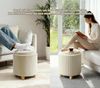 Zedelmaier Sitzhocker mit Stauraum rund Beige, Couchtisch, Sitzhocker mit Deckel, Fußhocker mit Aufbewahrungsbox, Polsterhocker mit Holzbeinen Bild 2