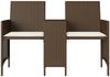 vidaXL Gartensofa 2-Sitzer mit Tisch und Hockern Braun Poly Rattan 4003891 Bild 5
