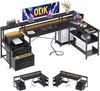 ODK Eckschreibtisch ODK Reversibel Eckschreibtisch mit Schubladen LED Schwarz 189.5×100cm Bild 4