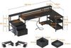 ODK Eckschreibtisch ODK Reversibel Eckschreibtisch mit Schubladen LED Schwarz 189.5×100cm Bild 2